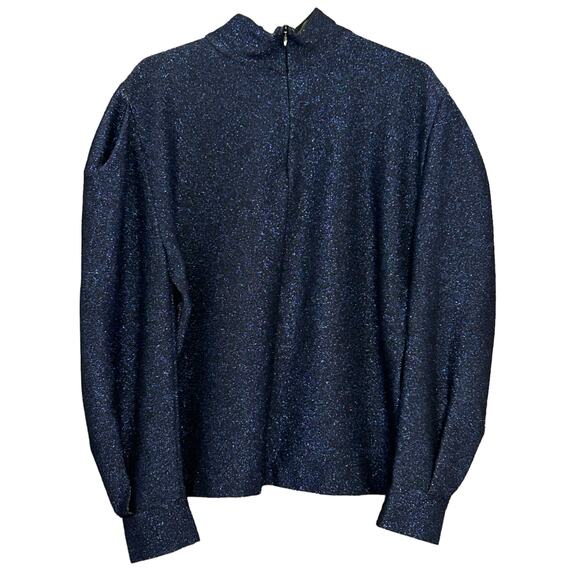PatBO Women’s Highneck Dolman Long Sleeve Lurex‎ Top Metallic Blue-Size XS - Picture 4 of 7